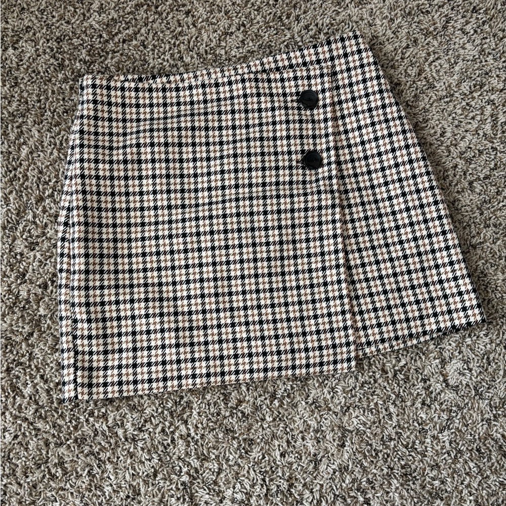 Houndstooth wrap mini Skirt